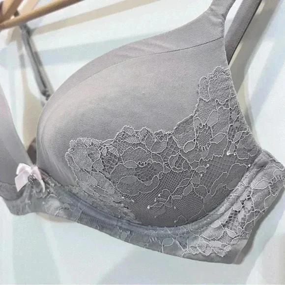Victoria Secret Bra Body by Victoria No Wire Purple Grey Detachable Straps 34D - Picture 4 of 7